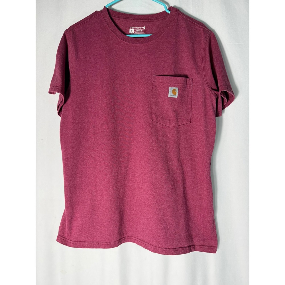 Carhartt Mens Loose Fit Short Sleeve Pocket T-Shirt Maroon Burgundy Large L